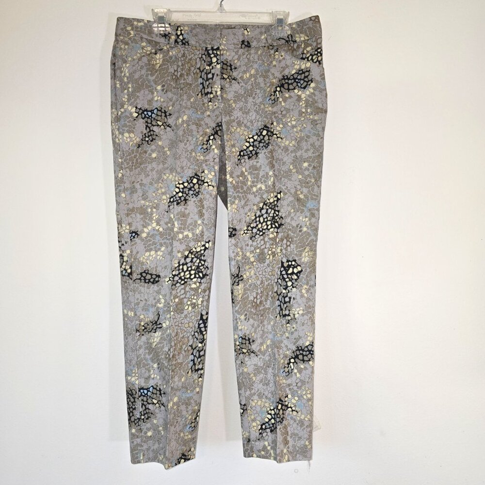 Larry Levine Snakeskin Print Trousers Grey Black Stretch Cotton Pants Size 12